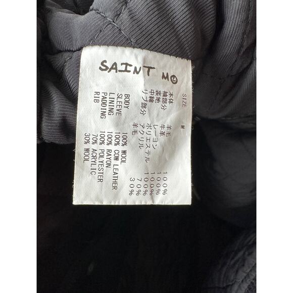 Saint Michael Black & White Embroidered Varsity Jacket - Picture 4 of 5